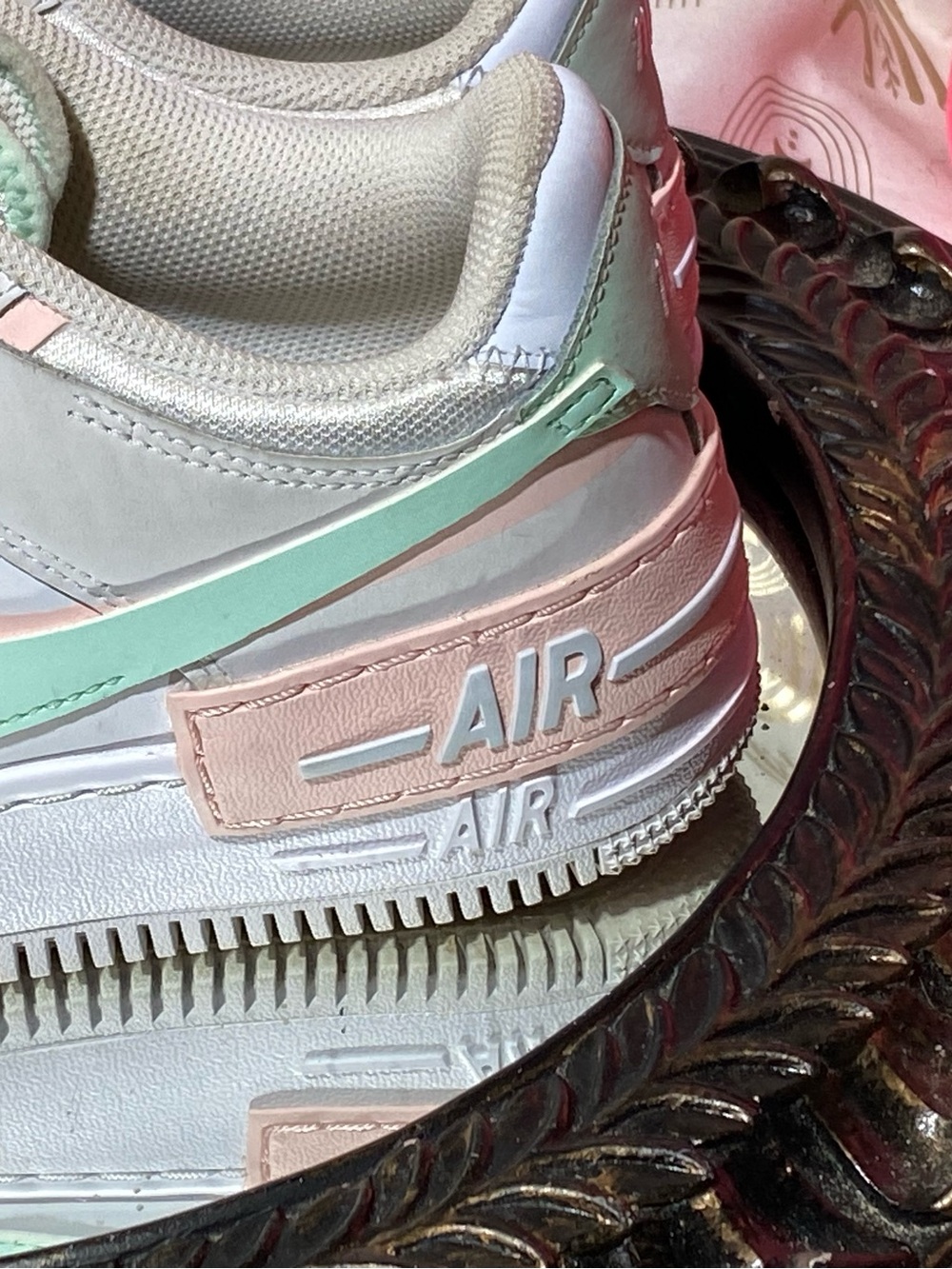 Nike Air Women’s Layered Sneakers in Mint & Pastel Pink - Picture 3 of 13